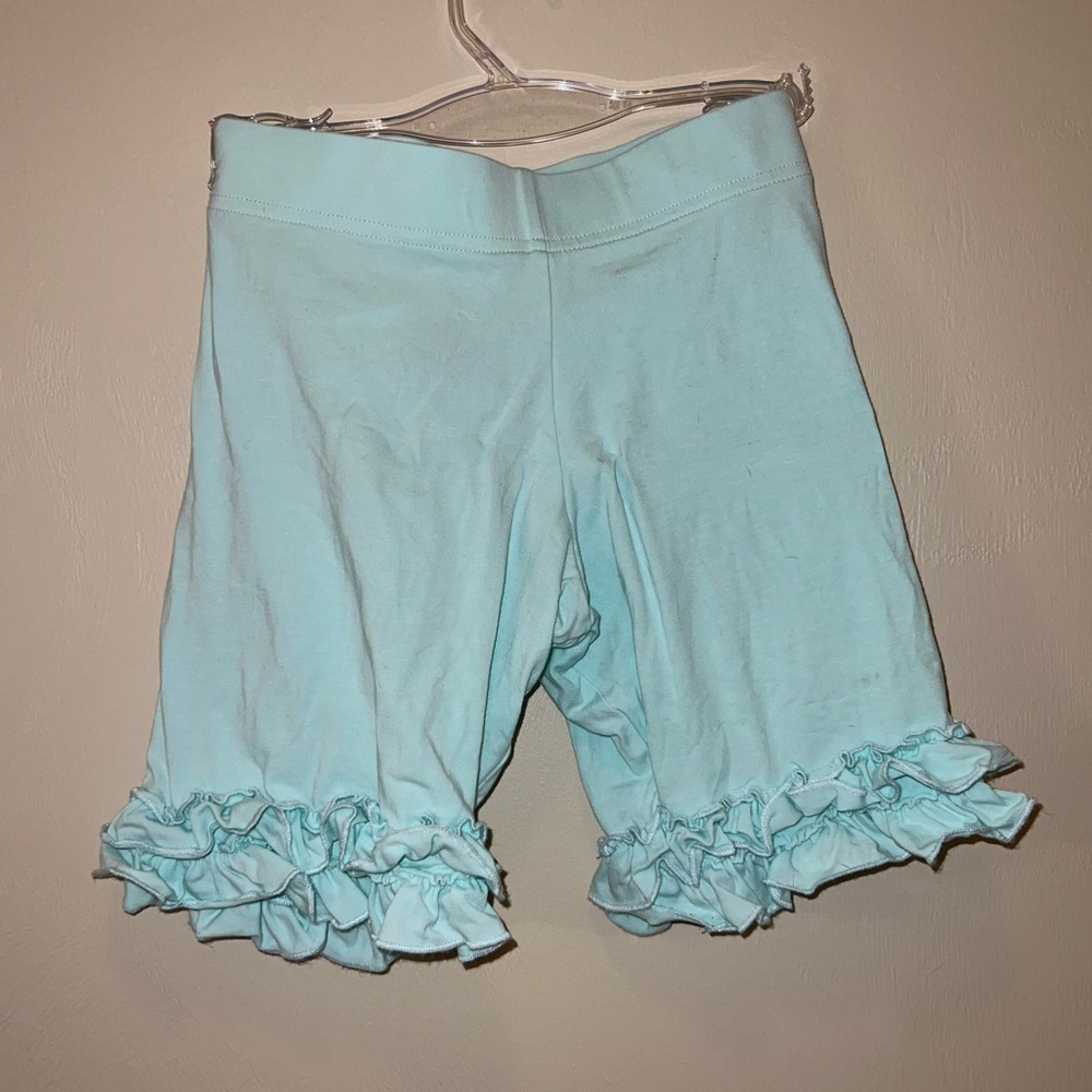 Shrimp N Grits Kids Aqua Ruffle Shorts